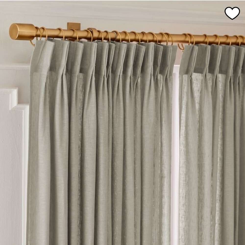West Elm Pleated European Flax Linen Curtain,Color Warm Gray Melange, $219